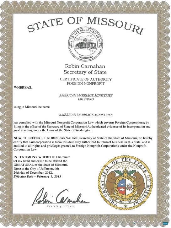 Download USA Missouri marriage certificate template in PSD format Photoshop template